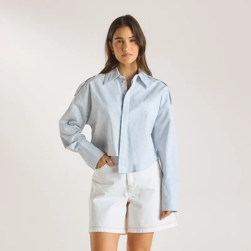 Asymmetrisches Hemd - Blau Stripe