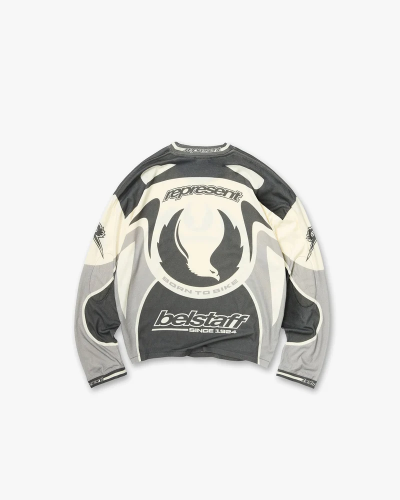 Represent X Belstaff Long Sleeve Racing T-Shirt - Dark Grey