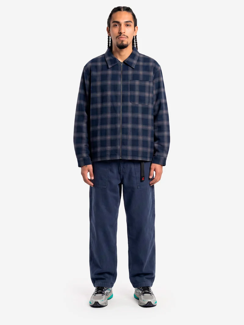 Camicia zip-up insulated in flanella navy