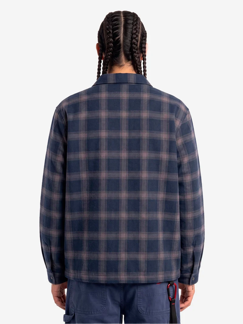 Camicia zip-up insulated in flanella navy