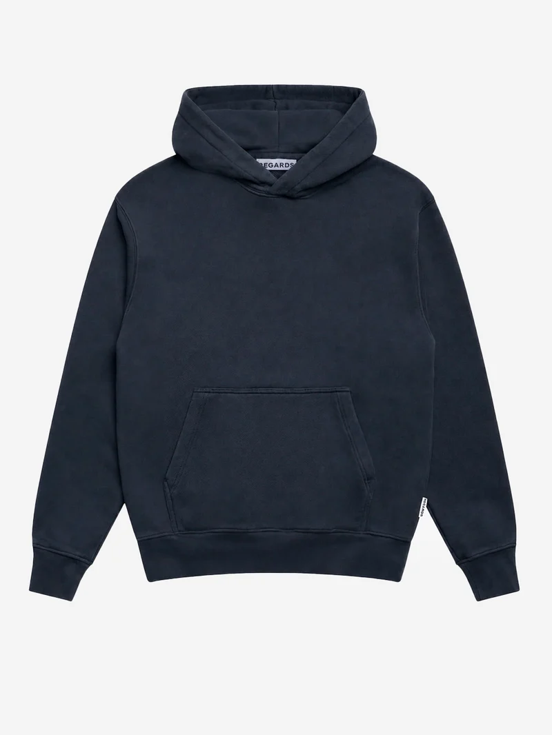 Hoodie relaxed in Loopback nero lavato