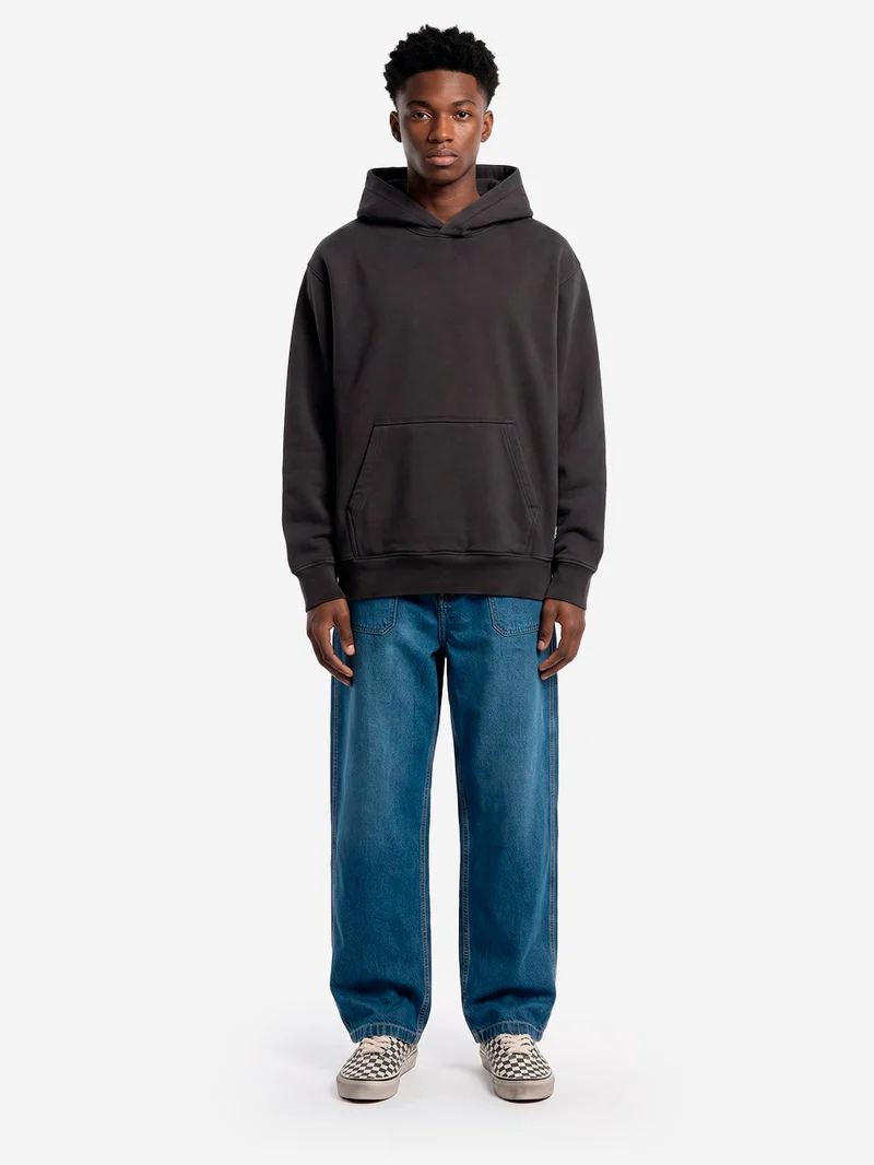 Hoodie relaxed in Loopback marrone lavato