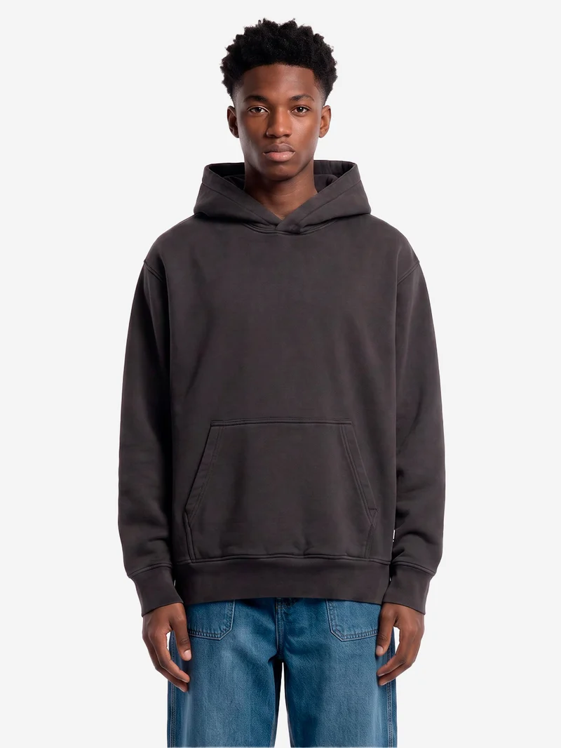 Hoodie relaxed in Loopback marrone lavato