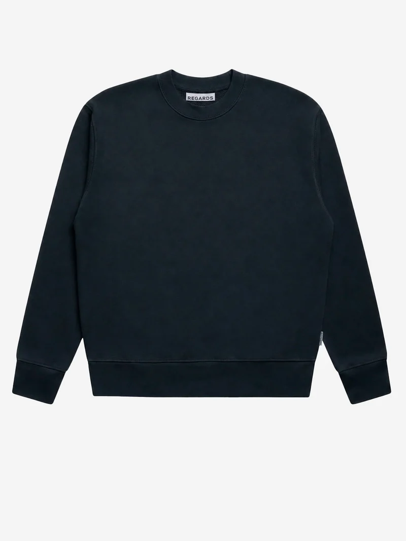 Felpa Girocollo relaxed in Loopback nero lavato