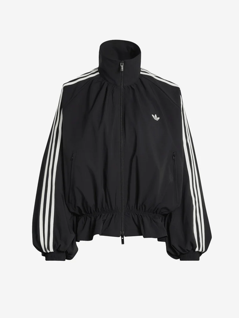 Giacca oversize Blousy nera con balze sull'orlo