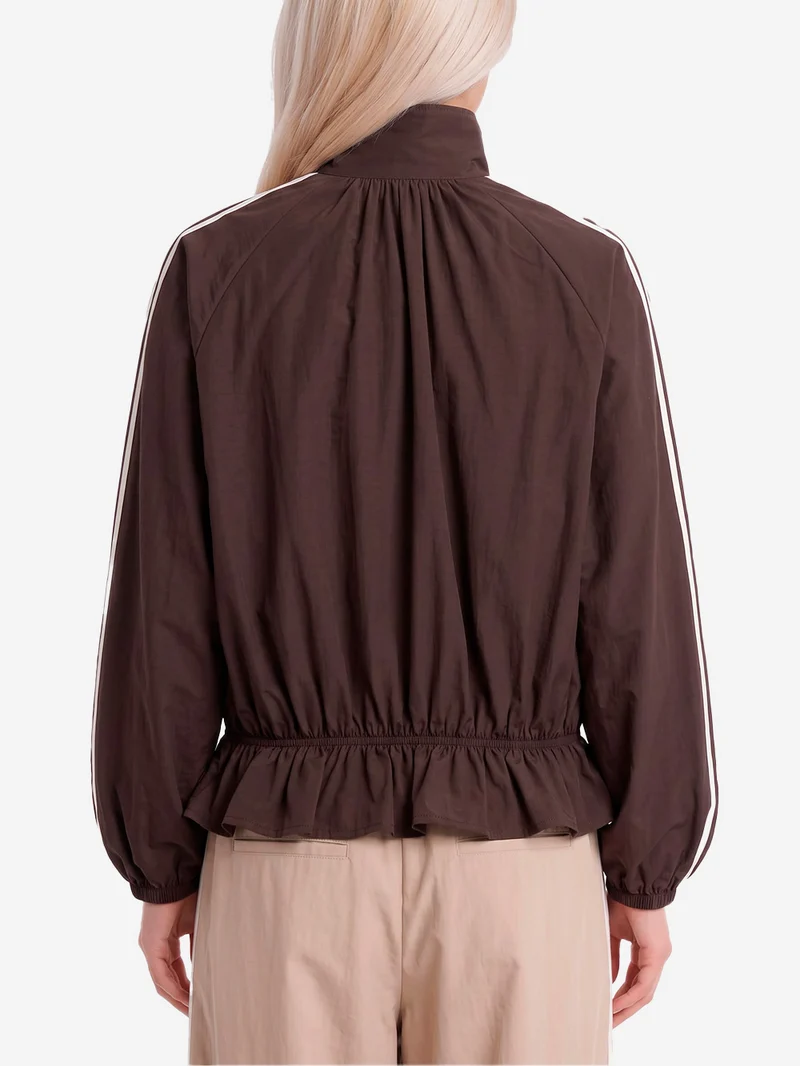 Giacca oversize Blousy marrone con balze sull'orlo