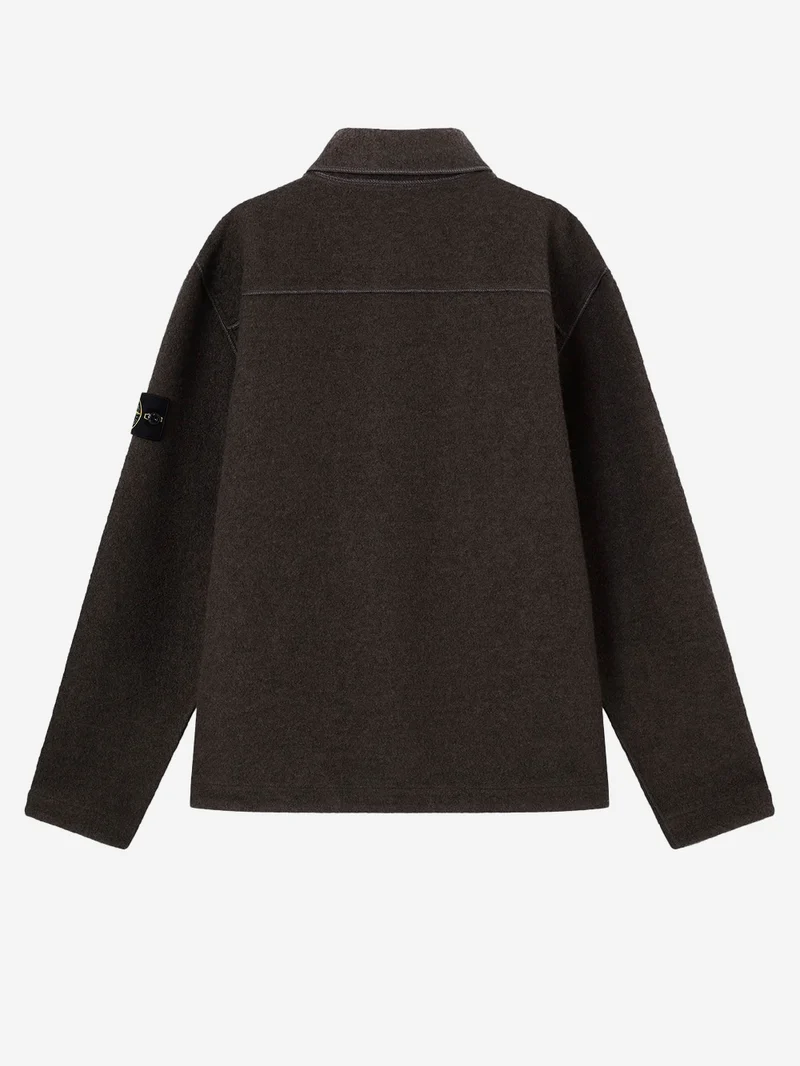 Overshirt grigia in micro bouclé di lana e nylon