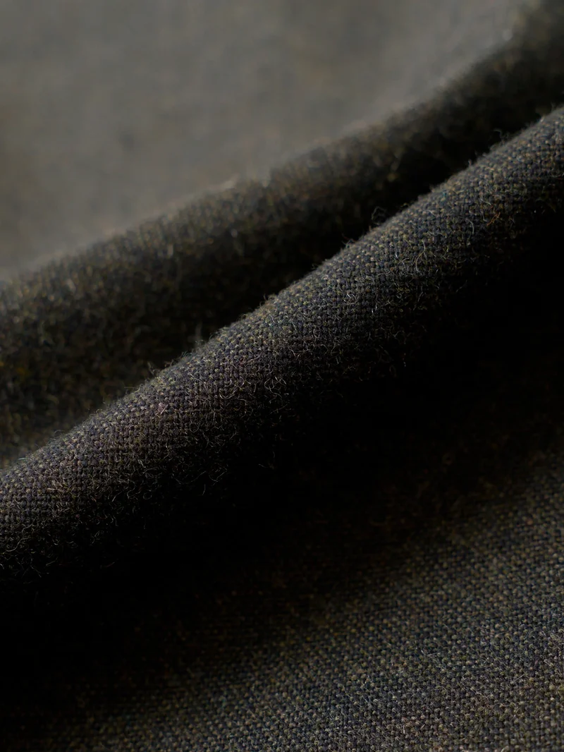 Pantaloni Wool Herringbone Pleated oliva