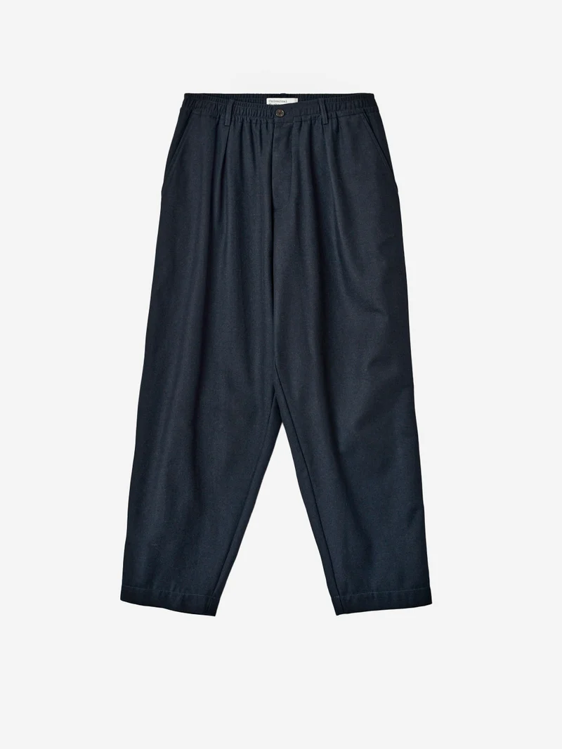 Pantaloni Wool Herringbone Pleated navy