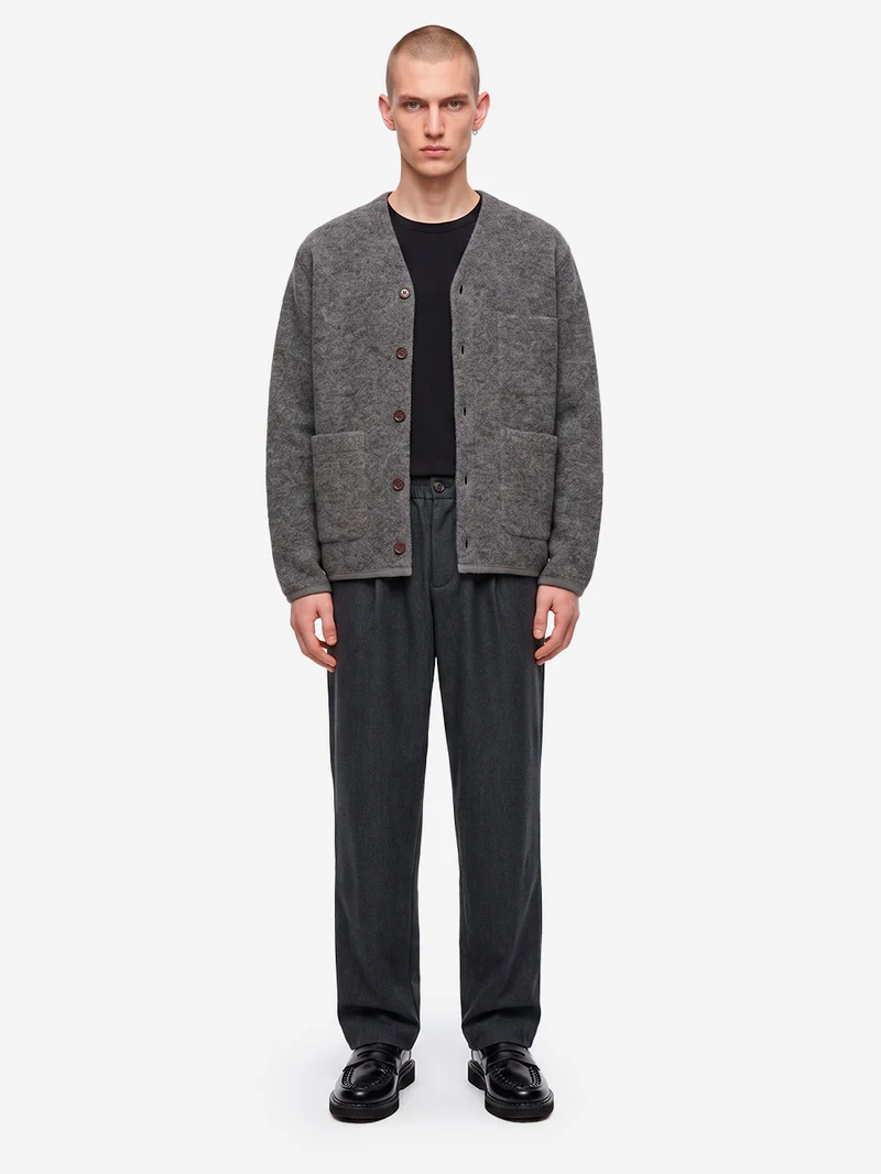 Pantaloni Wool Herringbone Pleated antracite