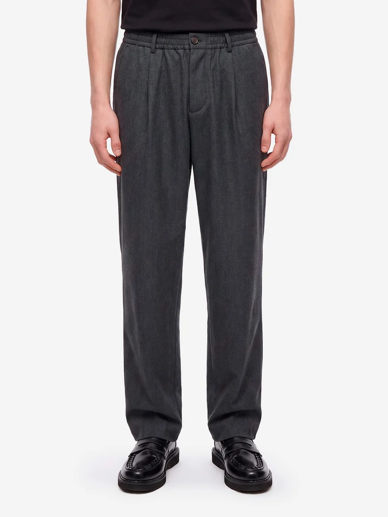 Pantaloni Wool Herringbone Pleated antracite