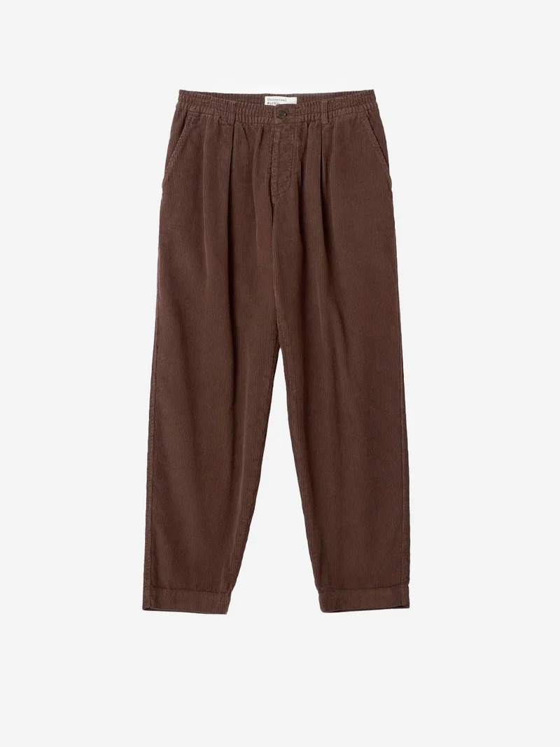 Pantaloni track marroni in cotone corduroy