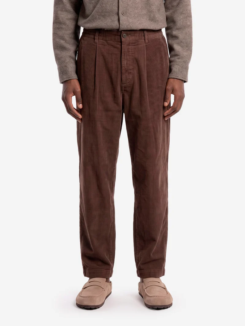 Pantaloni track marroni in cotone corduroy
