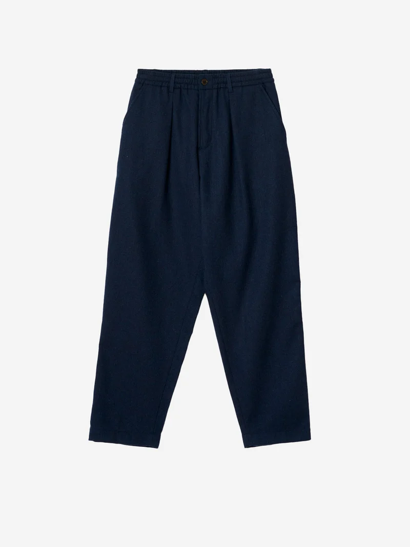 Pantaloni Wool Herringbone Pleated navy
