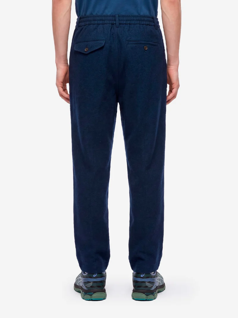 Pantaloni Wool Herringbone Pleated navy