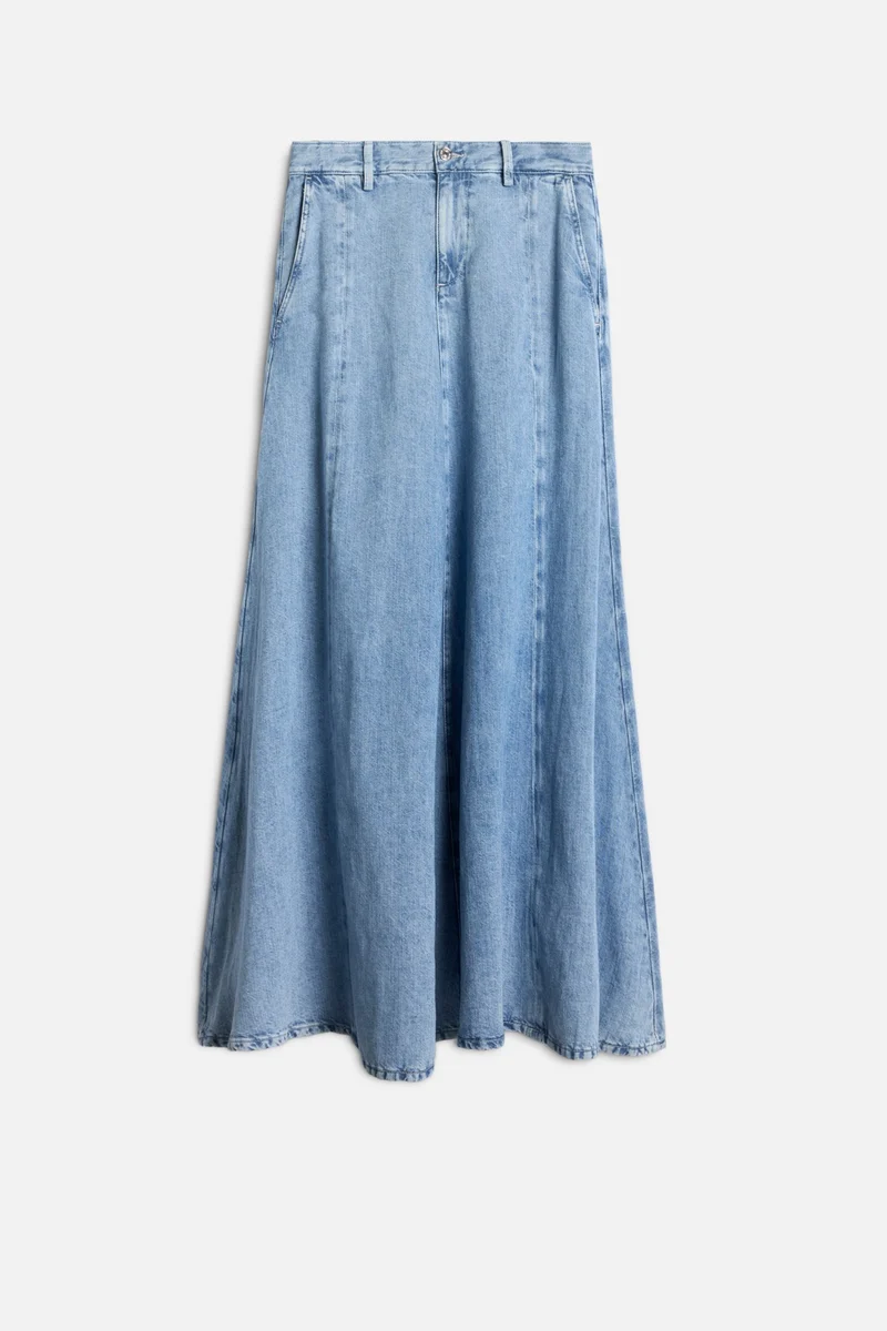 DRAMA SKIRT in Indigo Linen Iris