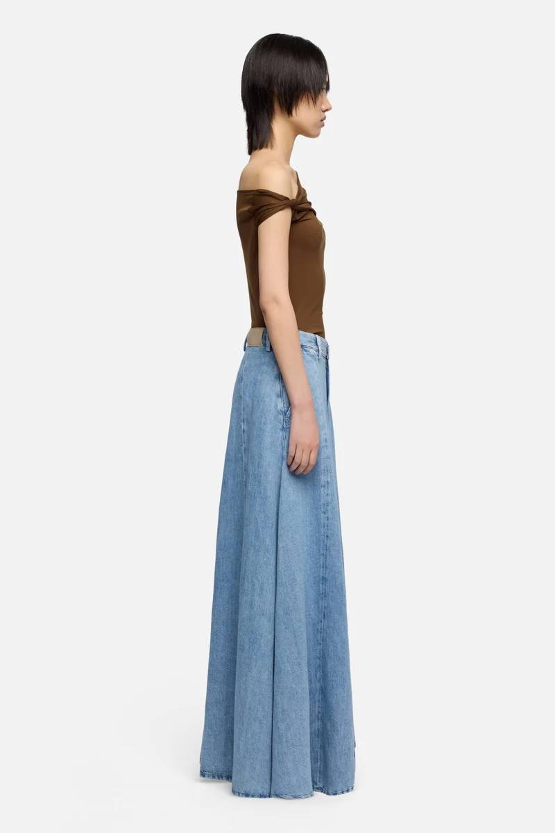DRAMA SKIRT in Indigo Linen Iris