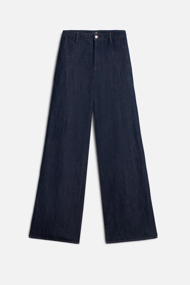 WIDE TROUSER in Indigo Linen Blossom