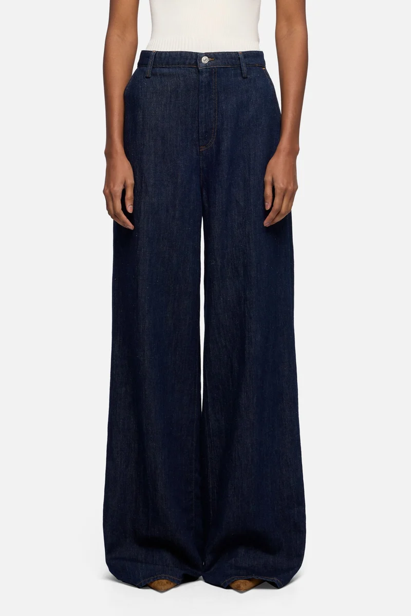WIDE TROUSER in Indigo Linen Blossom
