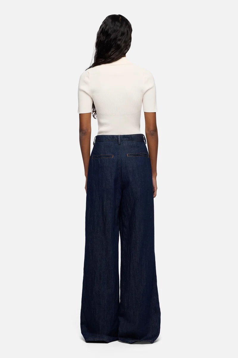 WIDE TROUSER in Indigo Linen Blossom