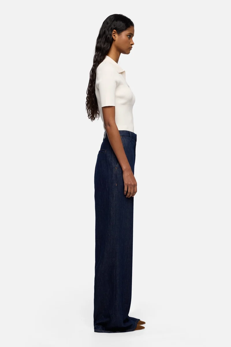 WIDE TROUSER in Indigo Linen Blossom