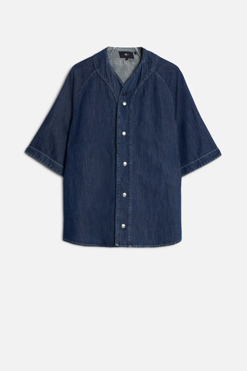 BASEBALL SHIRT in Indigo Linen Nocturnal