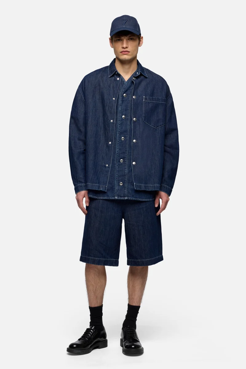 BASEBALL SHIRT in Indigo Linen Nocturnal