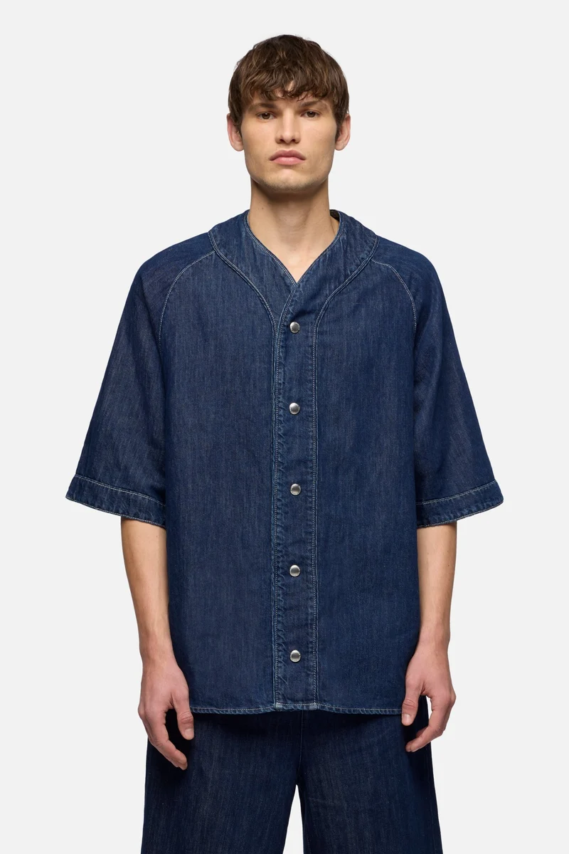 BASEBALL SHIRT in Indigo Linen Nocturnal