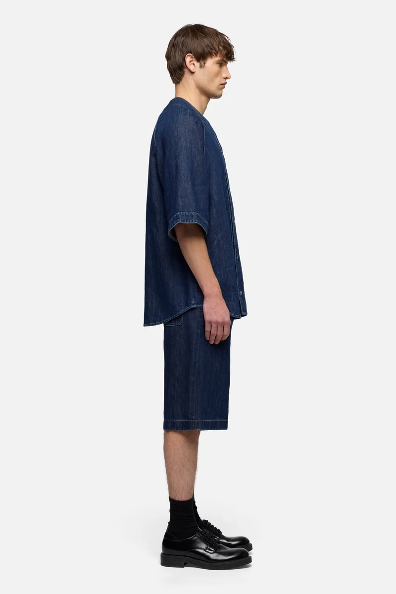 BASEBALL SHIRT in Indigo Linen Nocturnal