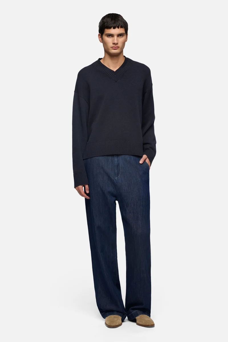 WIDE LEG CHINO in Indigo Linen Nocturnal