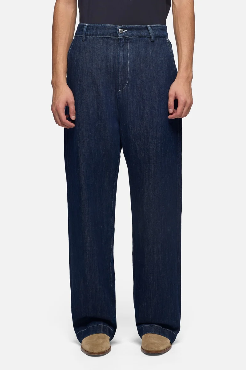 WIDE LEG CHINO in Indigo Linen Nocturnal