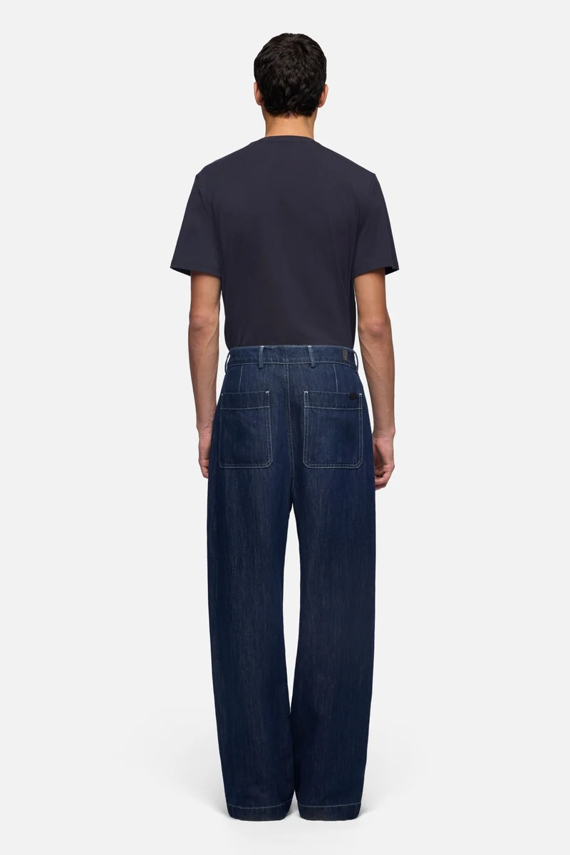 WIDE LEG CHINO in Indigo Linen Nocturnal