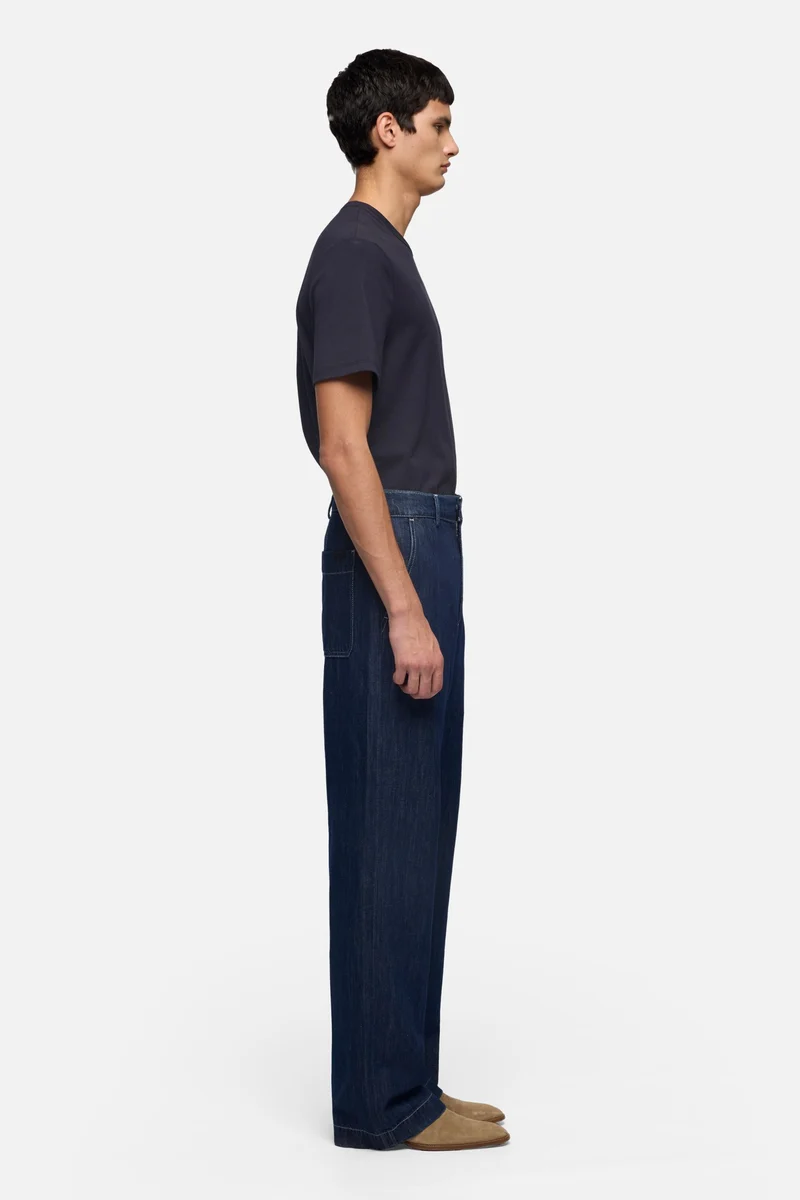 WIDE LEG CHINO in Indigo Linen Nocturnal