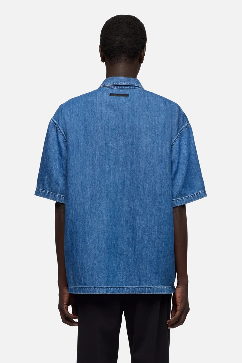 SHORT SLEEVE DENIM OVERSHIRT in Indigo Linen Cloudbreak