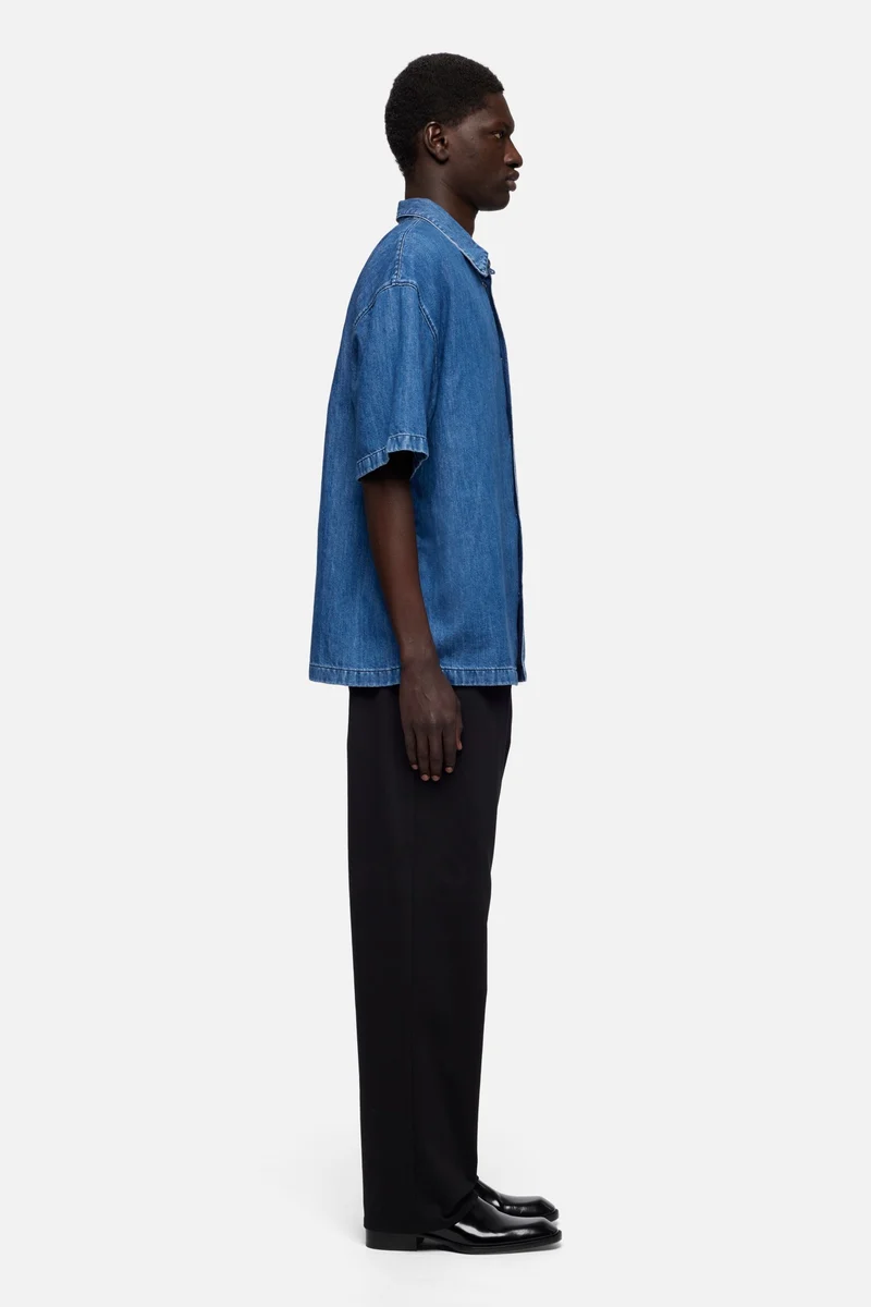 SHORT SLEEVE DENIM OVERSHIRT in Indigo Linen Cloudbreak