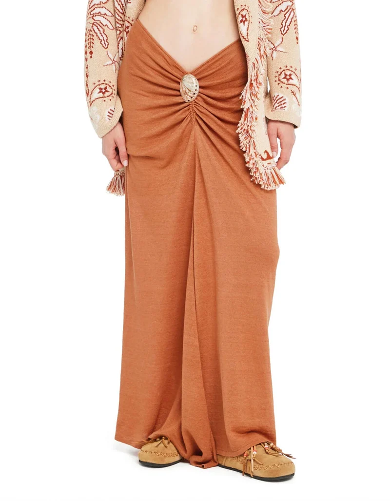 Maxi-Leinenrock Mermaid mit Muscheldetail