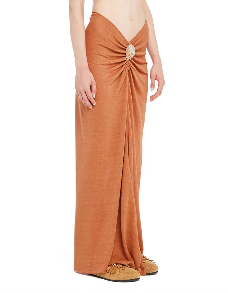 Maxi-Leinenrock Mermaid mit Muscheldetail