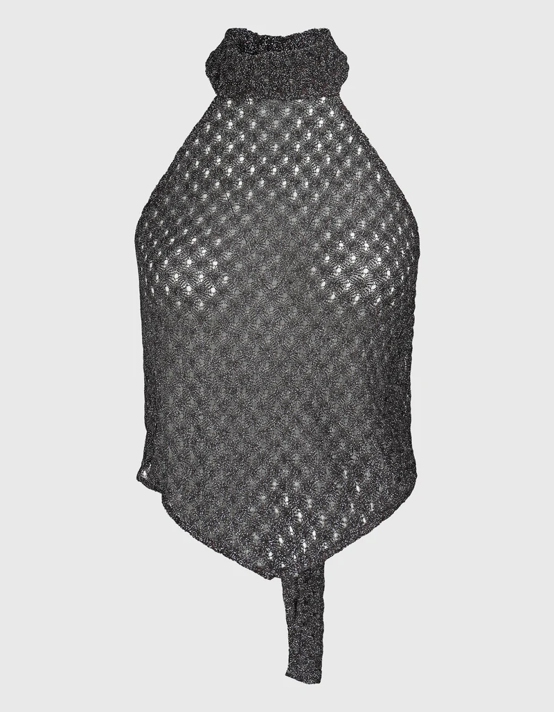 Lamé-Viskose Neckholder Top