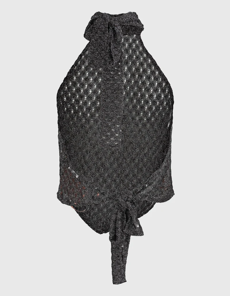 Lamé-Viskose Neckholder Top