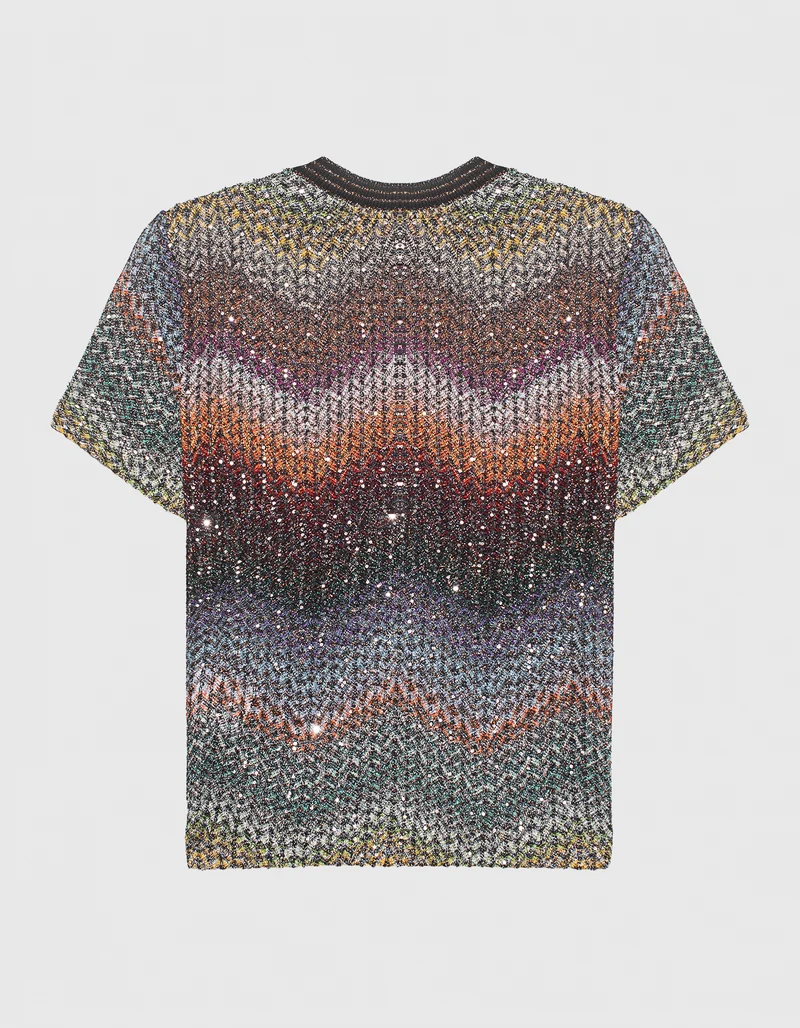 Strick-T-Shirt mit Pailettenbesatz