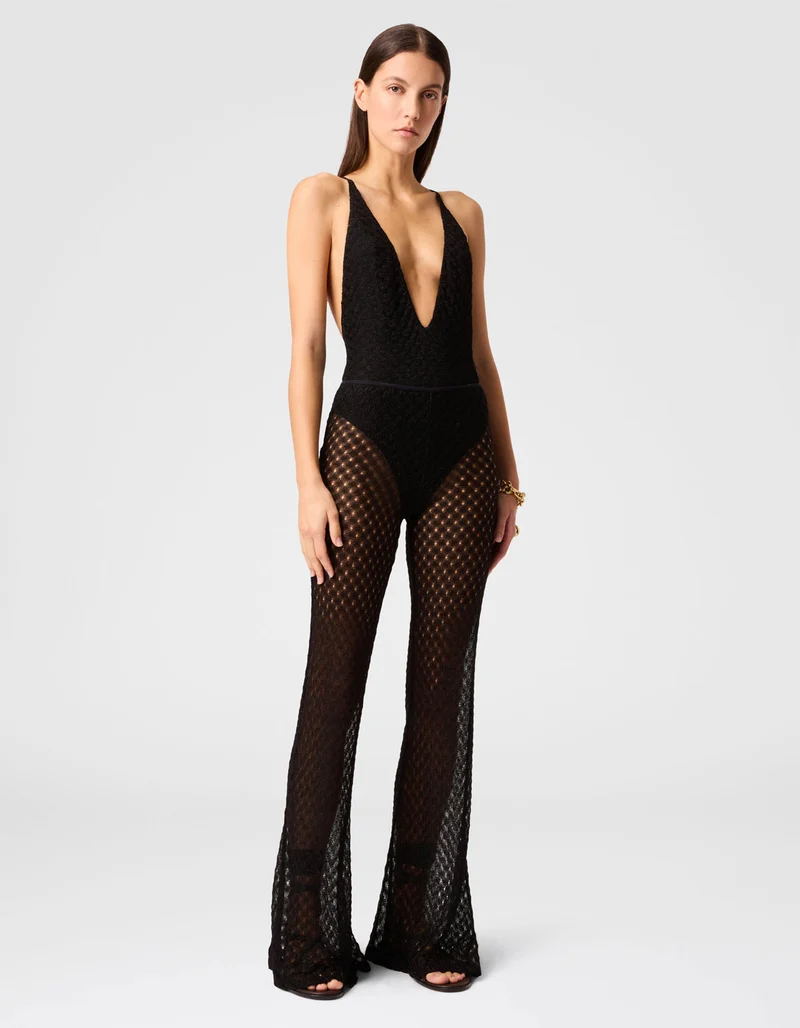 Ausgestellte Hose aus Lamé-Viskose