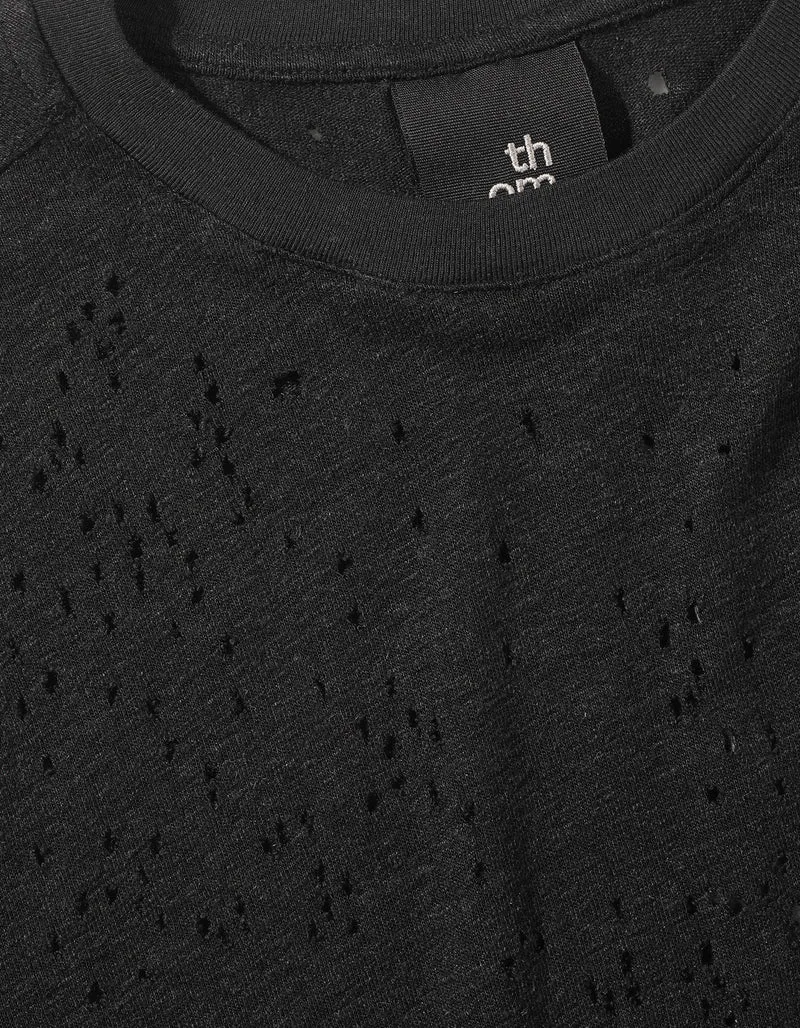 Destroyed-Look Leinen-Mix T-Shirt