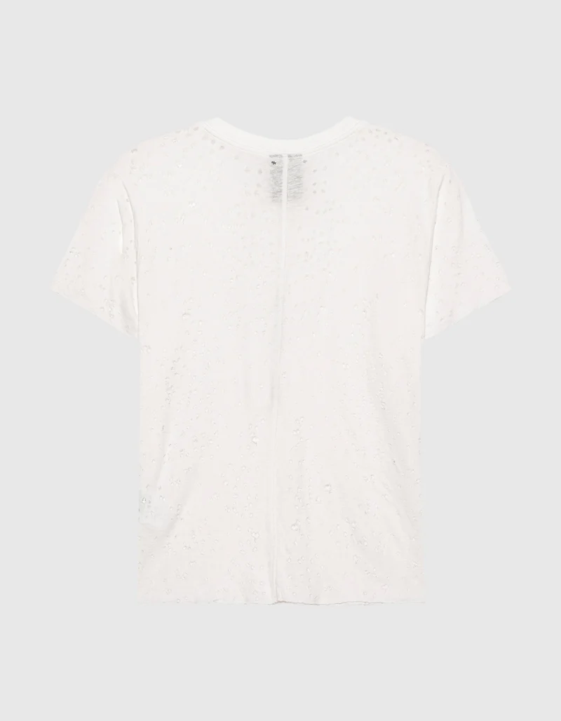Destroyed-Look Leinen-Mix T-Shirt
