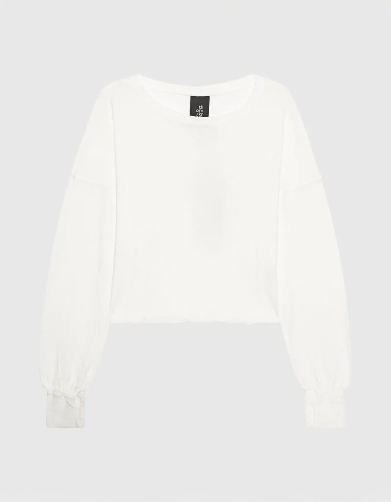 Boat Neck Leinen-Mix Longsleeve