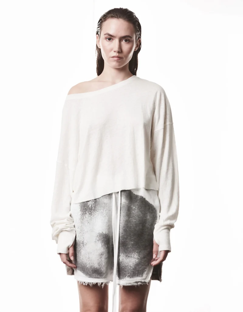 Boat Neck Leinen-Mix Longsleeve