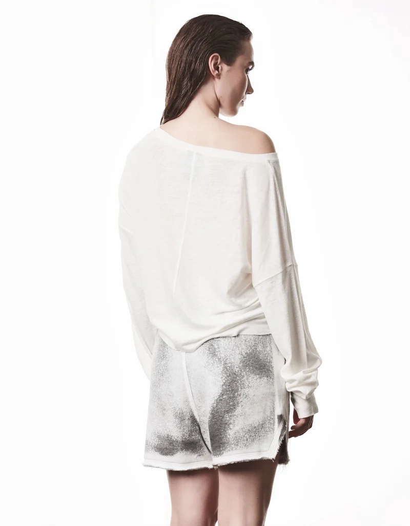 Boat Neck Leinen-Mix Longsleeve