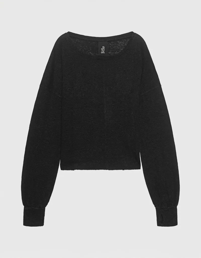 Boat Neck Leinen-Mix Longsleeve