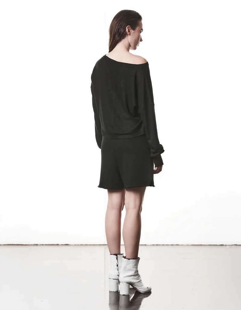 Boat Neck Leinen-Mix Longsleeve