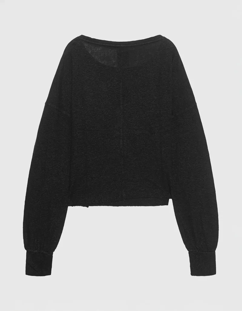 Boat Neck Leinen-Mix Longsleeve