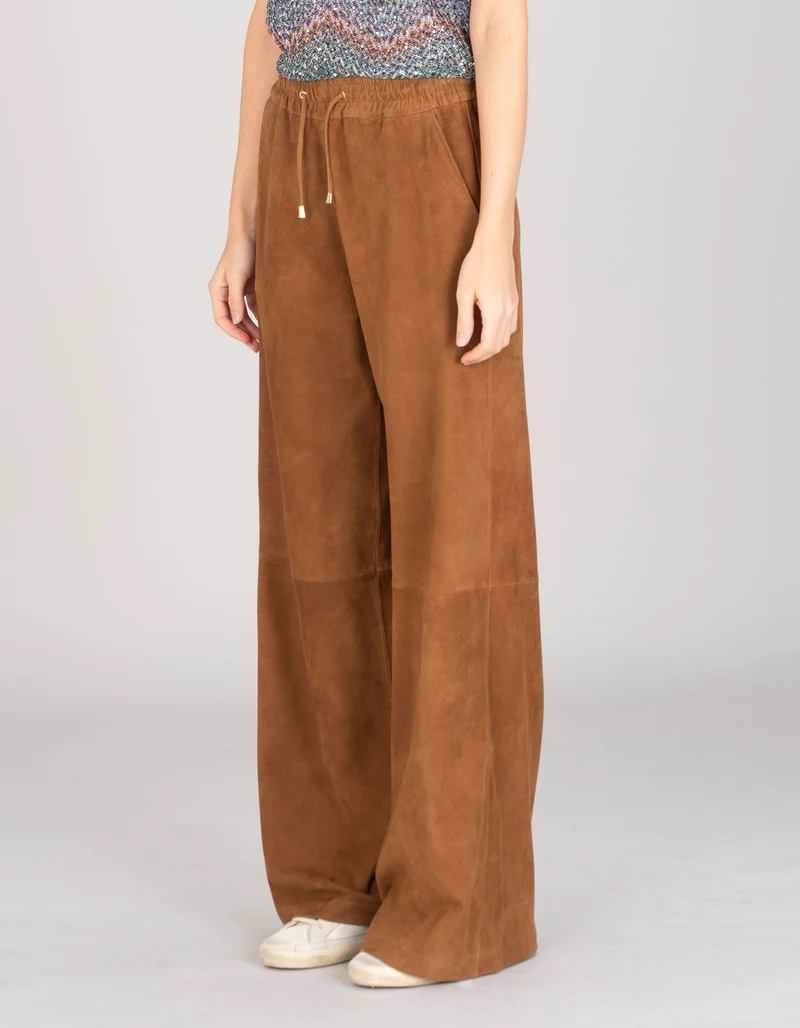 Wide-Leg Veloursleder-Hose Training